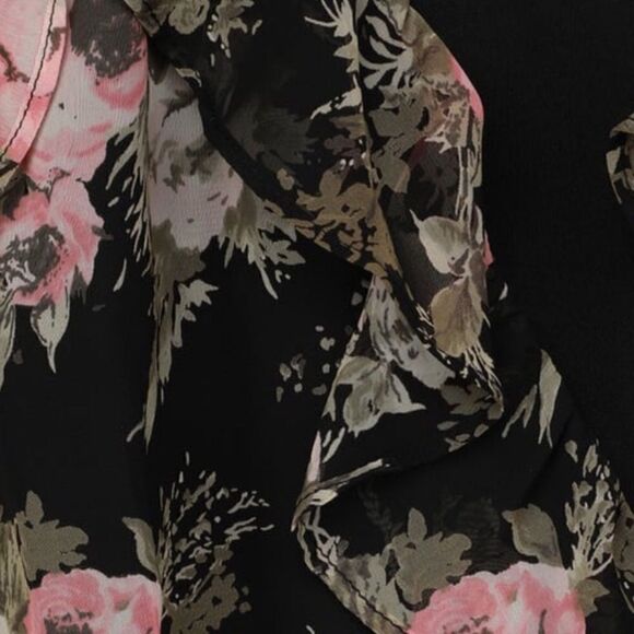 Lulu's Black Floral Ruffled Long Sleeve Top - Picture 8 of 16
